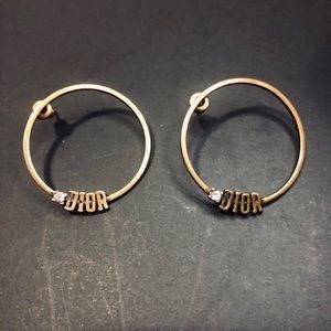 Dior aged gold metal hoops